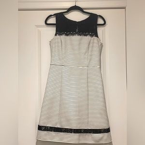 Just Taylor Lace Detailed Striped Dress